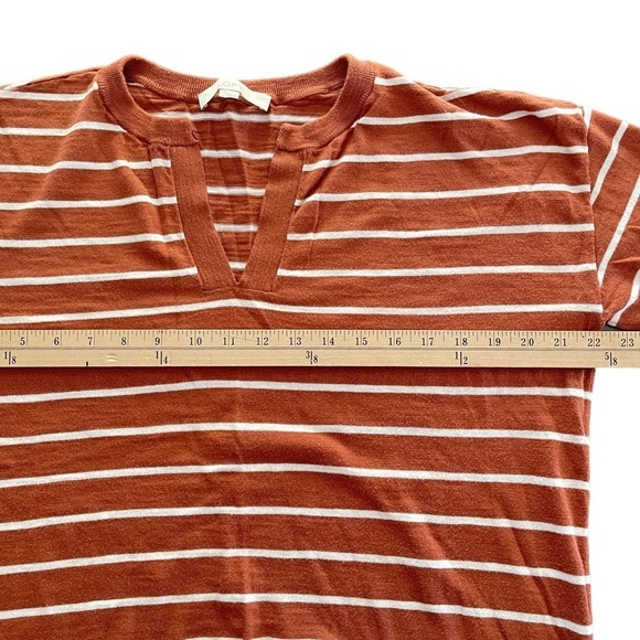 Ann Taylor Loft Womans S Brown Stripe V-Neck  Knit Top 3/4‎ Sleeve - Picture 6 of 7